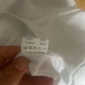 Linen Blend Pants- White main image 1